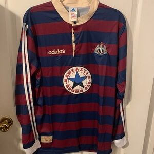 Adidas Maroon and Navy Striped Football Jersey